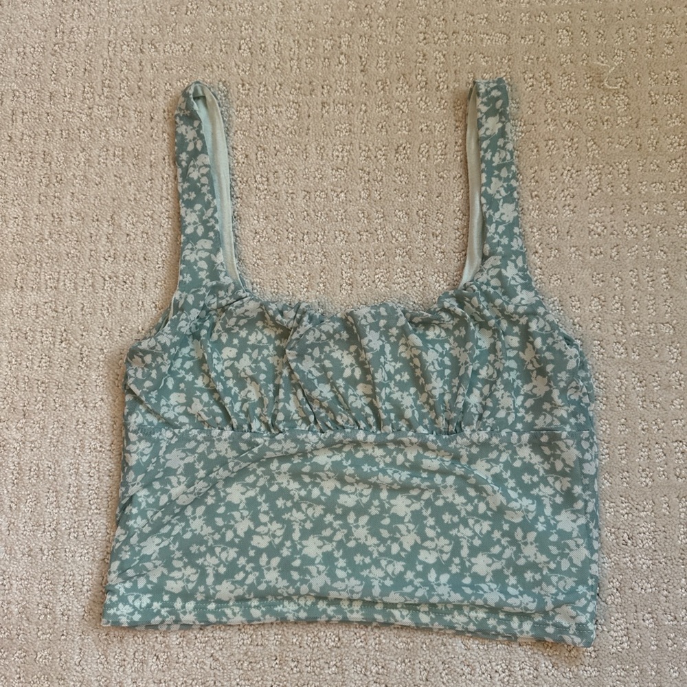 Altar'd State Floral Teal Tank Top
